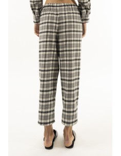 Calças carrot com cintura elástica xadrez escocês Kontatto 2