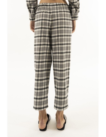 Calças carrot com elástico xadrez Kontatto