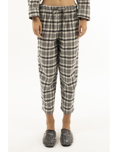 Calças carrot com cós elástico em xadrez escocês Kontatto