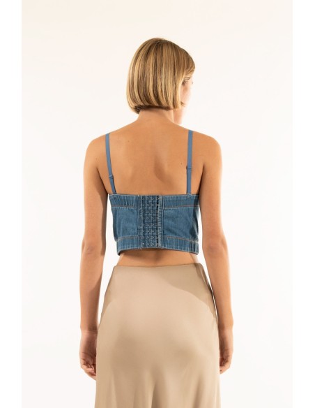 Bustier em denim com strass Kontatto