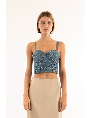 Bustier de ganga com strass Kontatto