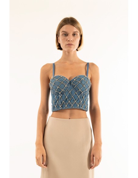 Bustier de ganga com strass Kontatto