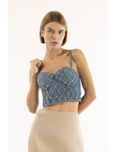 Bustier de ganga com strass Kontatto