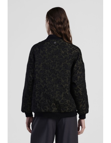 Bomber com estampa floral e acabamento canelado Dixie