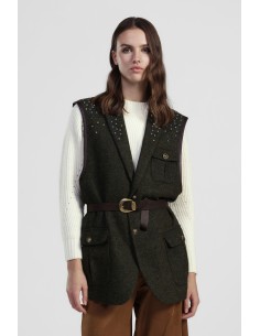 Colete pied-de-poule com cinto Dixie