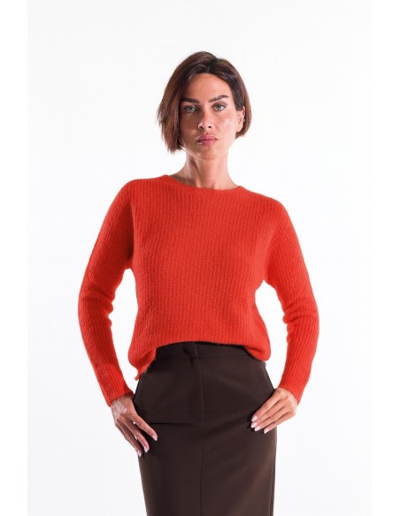 Camisola de gola redonda canelada Kontatto