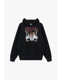 Felpa com capuz com estampado de texto e asas Dixie