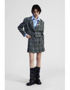 Saia curta plissada com padrão tartan e cintura alta Dixie