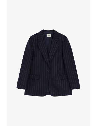 Blazer às riscas de um só peito com bolsos com aba Dixie