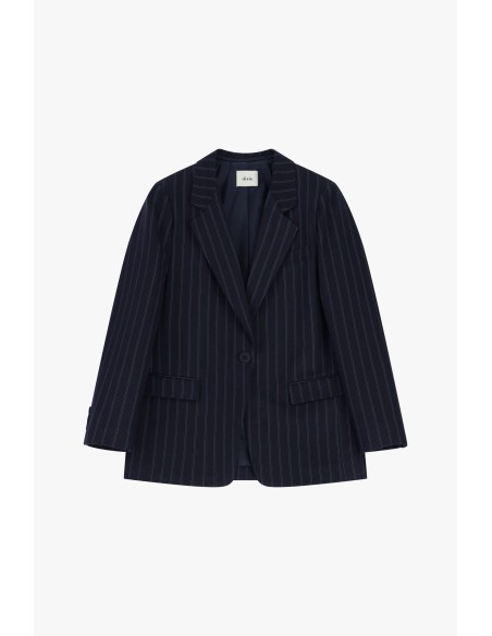 Blazer às riscas de um só peito com bolsos com aba Dixie