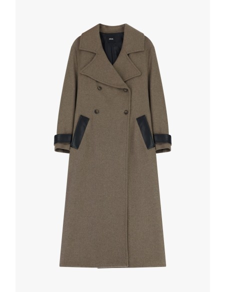 Casaco Comprido de Abotoamento Duplo com Inserções em Contraste Dixie