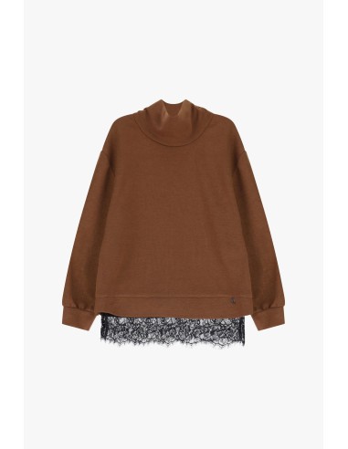 Camisola de gola alta larga com remate em renda Dixie