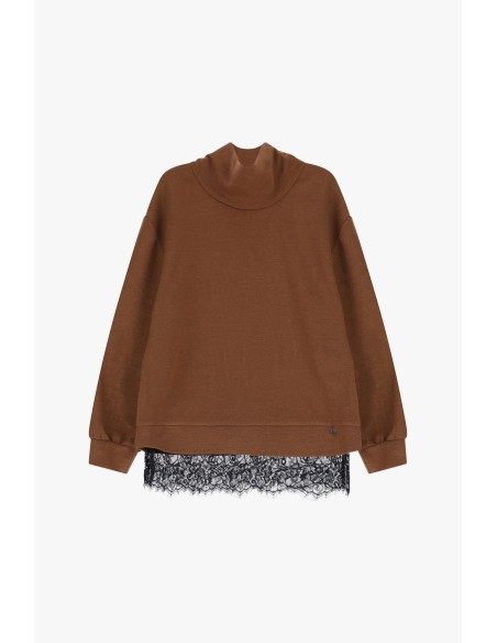 Camisola de gola alta larga com remate em renda Dixie