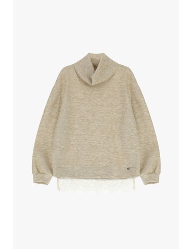 Camisola de gola alta ampla com borda em renda Dixie