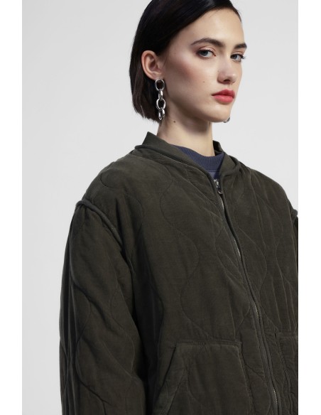 Casaco Acolchoado com Fecho de Correr e Bolsos Aplicados Dixie