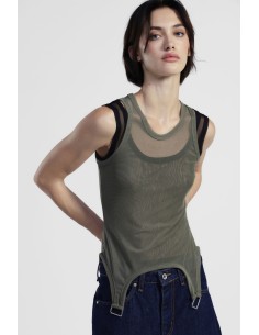 Body com inserções transparentes e detalhes metálicos Dixie