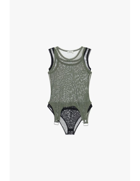 Body com Inserções Transparentes e Detalhes Metálicos Dixie