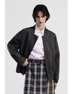 Bomber com Aplicações e Fecho Frontal Dixie