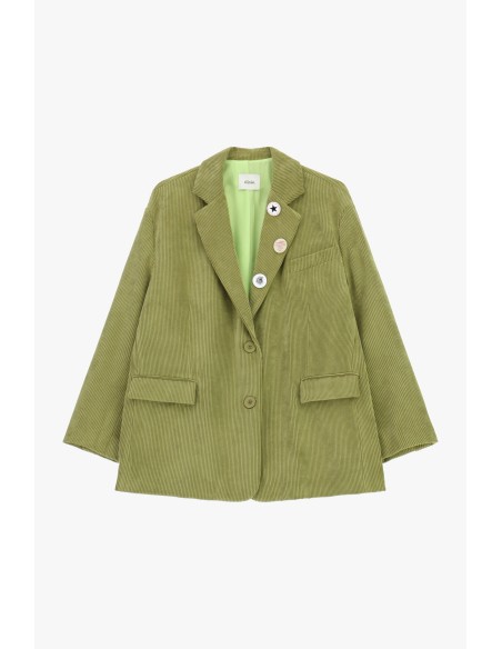 Blazer canelado com broches decorativos e bolsos Dixie