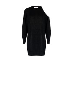 Vestido de malha leve com fio de lurex com efeito glitter e cut-out num ombro Rinascimento 2