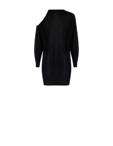 Vestido de malha leve com fio de lurex com efeito glitter e recorte num ombro Rinascimento