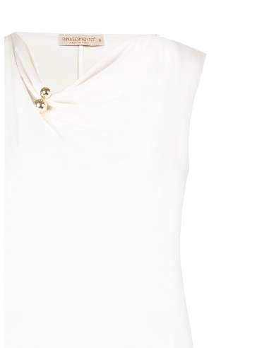 Top em raso fluido com detalhe de joia no decote Rinascimento