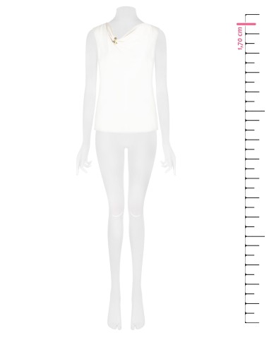 Top em cetim fluido com detalhe de joia no decote Rinascimento