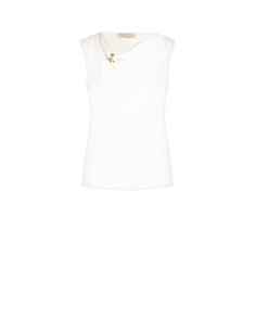 Top em cetim fluido com detalhe de joia no decote Rinascimento