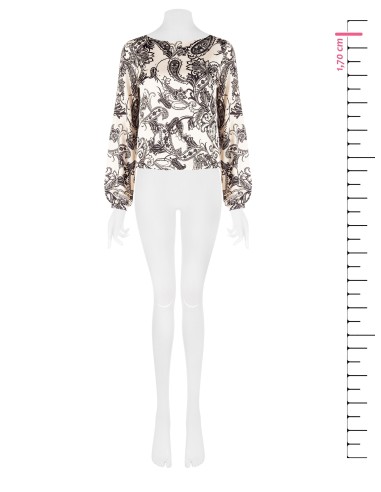 Blusa Ampla em Cetim Motivo Barroco Rinascimento