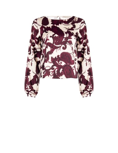 Blusa ampla em cetim com motivo barroco Rinascimento