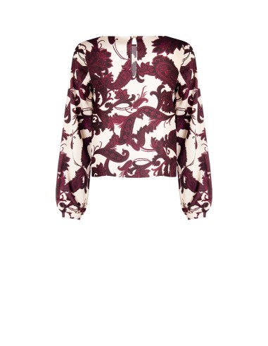 Blusa ampla em cetim com motivo barroco Rinascimento