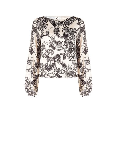 Blusa ampla em cetim com motivo barroco Rinascimento