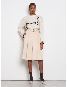 Bermudas largas com pinças em veludo cotelê Rinascimento