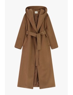 Casaco Longo Com Capuz Amplo E Cinto Dixie