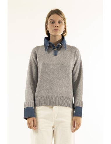 Camisola com partes em ganga Kontatto