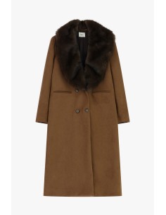 Casaco Comprido Com Gola em Pele e Botões Duplos Dixie 2