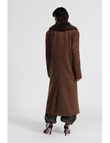 Casaco longo com gola em pele e abotoamento duplo Dixie