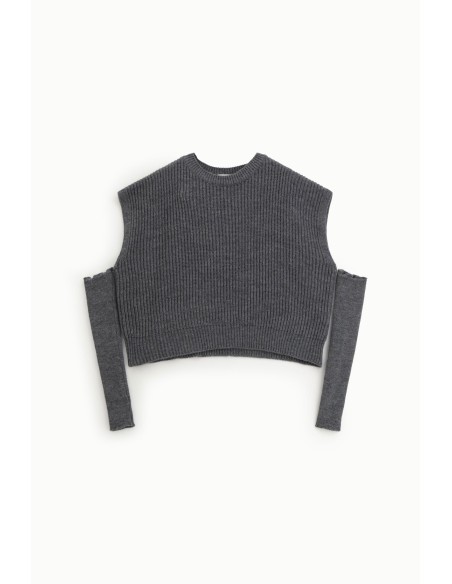 Camisola de gola redonda com mangas recortadas Dixie