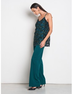 Top Longo Acinturado em Tule e Lantejoulas Rinascimento