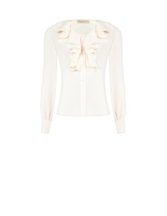 Camisa cintada em cetim com maxi folhos Rinascimento 2