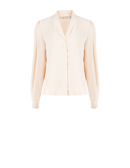 Blusa em cetim opaco com decote em V e botões escondidos Rinascimento