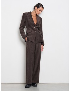 Blazer cintado em veludo texturado Rinascimento