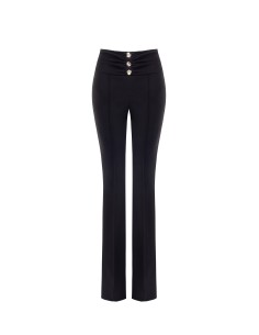 Macacão Palazzo em Scuba Crepe com Detalhe de Joia no Decote Rinascimento