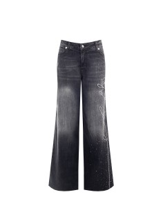 Jeans Straight com Strass e Bordado numa Perna Rinascimento 2