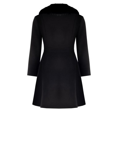 Casaco Curvy Médio Rodado Em Velour Com Bolsos Laterais E Pele Sintética Removível Rinascimento Curvy