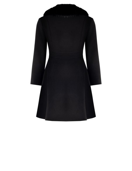 Casaco Curvy Médio Rodado Em Velour Com Bolsos Laterais E Pele Sintética Removível Rinascimento Curvy