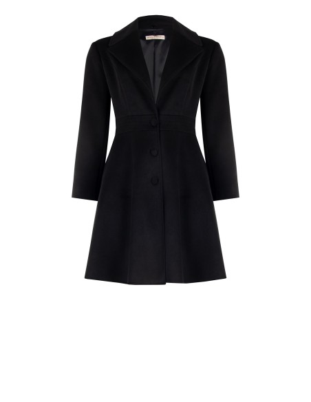 Casaco Curvy Médio Rodado em Veludo com Bolsos Laterais e Pelo Sintético Removível Rinascimento Curvy