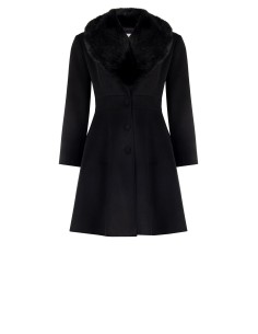 Casaco Curvy Médio com Corte Rodado em Veludo com Bolsos Laterais e Pêlo Sintético Removível Rinascimento Curvy