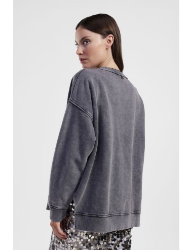 Sweatshirt de gola redonda Estampa Marais Paris Efeito Usado Dixie