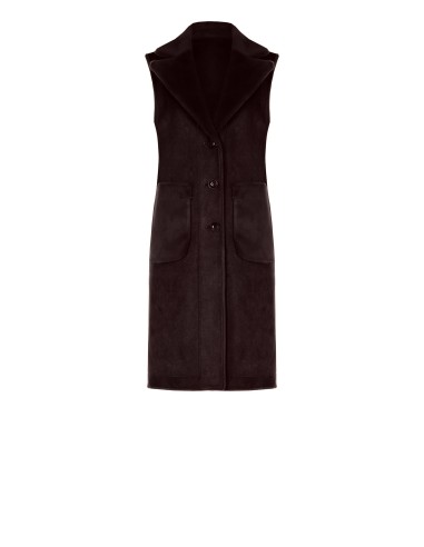 Casaco comprido sem mangas e camurçado reversível em pêlo sintético Rinascimento